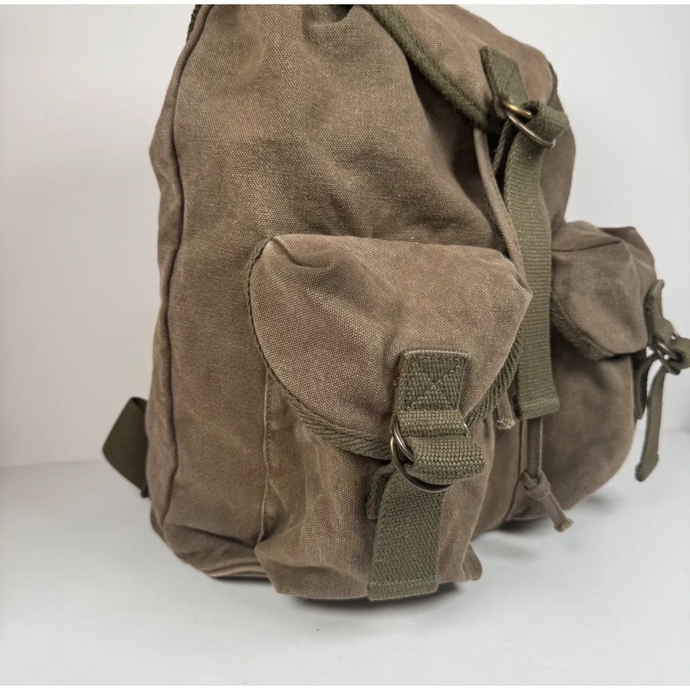 Abercrombie & Fitch Canvas Drawstring Rucksack Military Backpack Vintage Rare